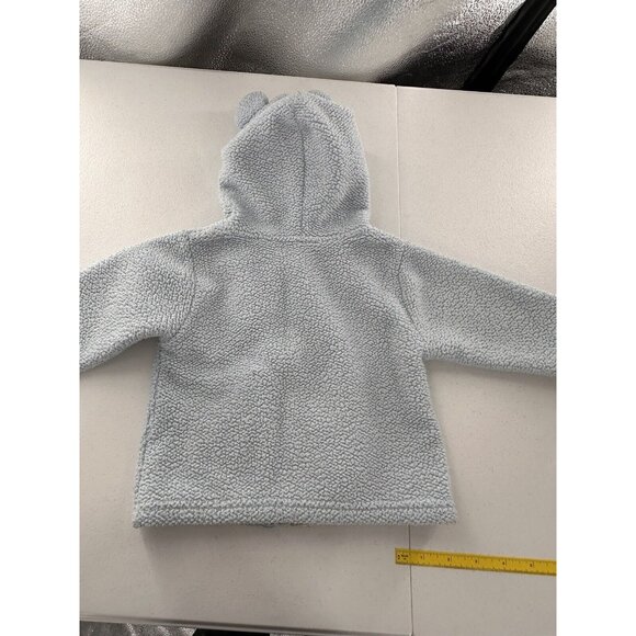 Carters Baby Bear Sherpa Hooded Zip-Up Jacket 12M Light Blue Polyester Warm Cozy - Picture 9 of 9